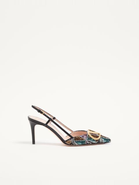 Valentino VLOGO SIGNATURE SLINGBACK PUMPS WITH EMBROIDERY 80MM