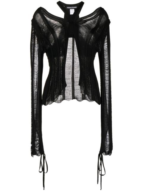 ANDREĀDAMO cut-out ribbed cardigan