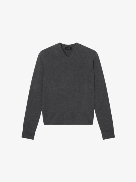 A.P.C. VIOLETTE SWEATER - CHARCOAL GRAY SWEATER IN RECYCLED WOOL