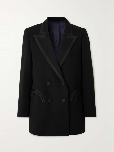 BLAZÉ MILANO Resolute Everyday double-breasted velvet-trimmed wool-crepe blazer