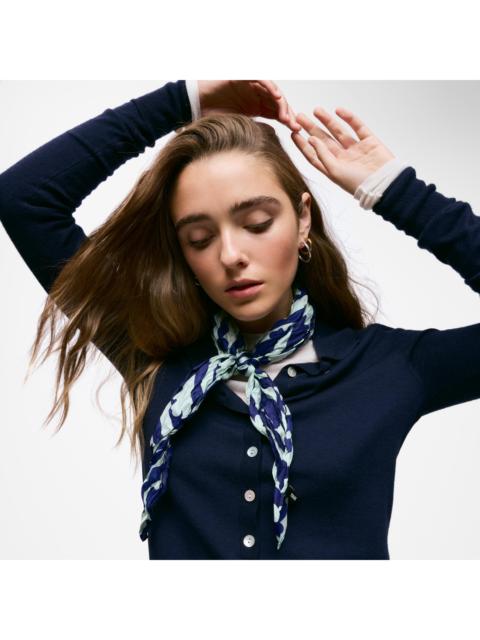 TOUS Dark blue and mint green silk Scarf TOUS Bear Stripes