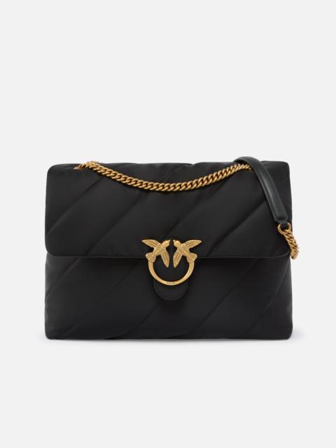 PINKO LARGE QUILTED RECYCLED FABRIC LOVE BAG