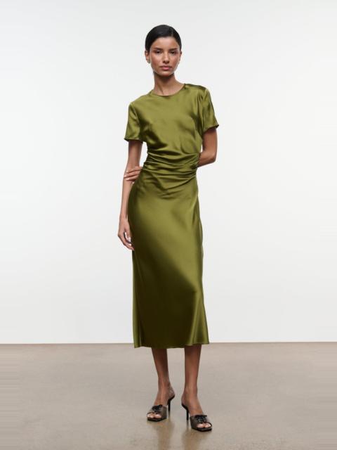 STAUD STAUD MARCEL SILK DRESS PEAR