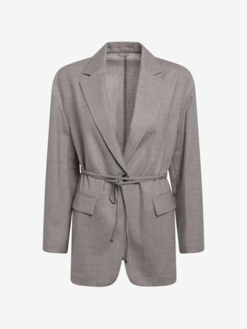 Brunello Cucinelli Sparkling virgin wool pinstripe blazer with monili