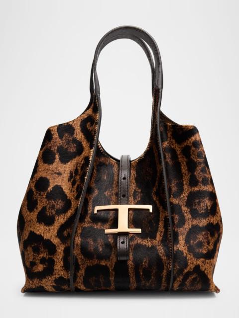 Tod's Animal-Print Calf Hair Shopping Tote Bag
