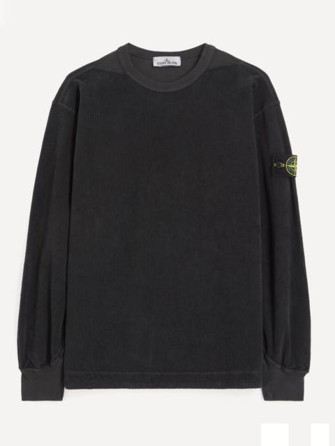 Stone Island Lead Grey Jersey Corduroy Sweatshirt