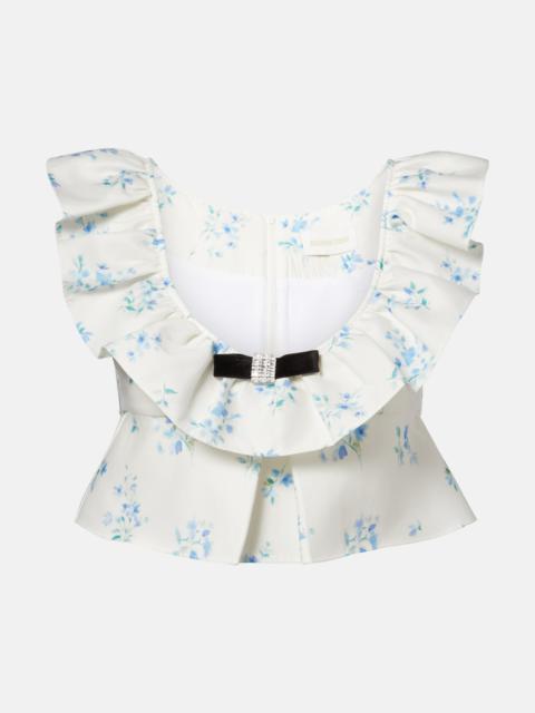 SHUSHU/TONG Floral ruffled cotton and silk top