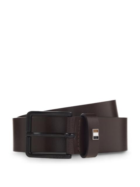 BOSS LEATHER BELT WITH MATTE BLACK HARDWARE