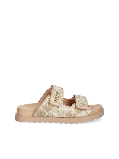 GUESS USA Fadeliza  embroidered double-strap flat sandals