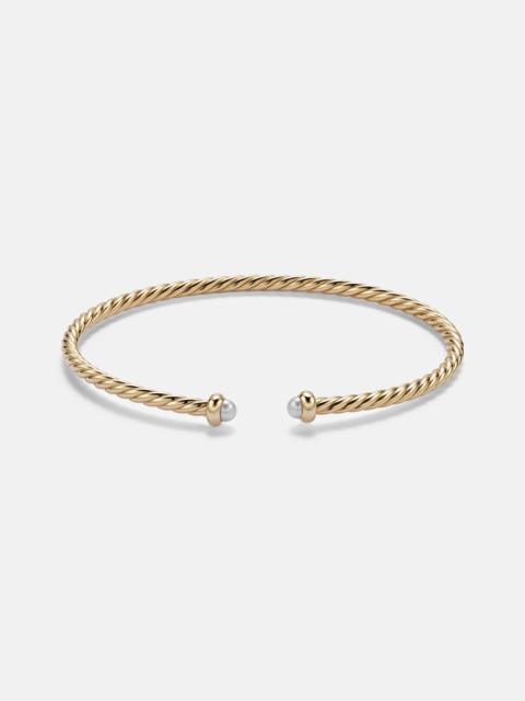 DAVID YURMAN Cablespira® Flex Micro 18kt gold cuff bracelet with pearls