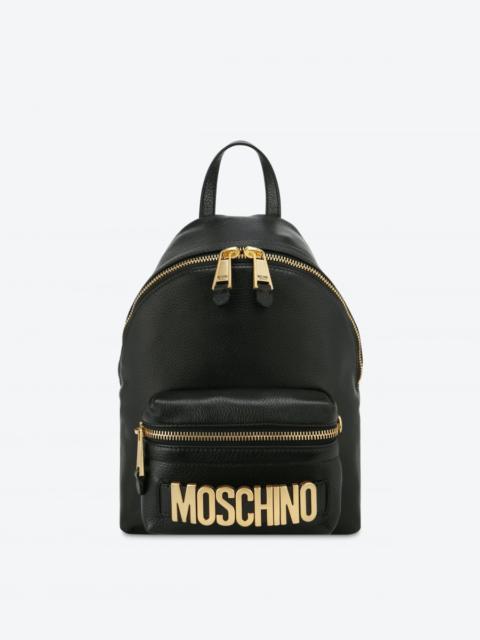 Moschino LEATHER BACKPACK WITH LETTERING LOGO
