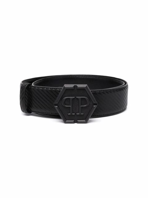 Hexagon-logo buckle belt