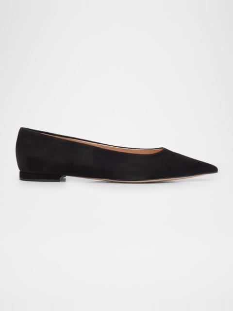 Gianvito Rossi Suede Pointed-Toe Ballerina Flats