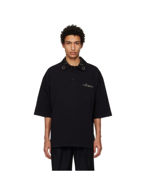 AMIRI Black Stud Collar Oversized Polo