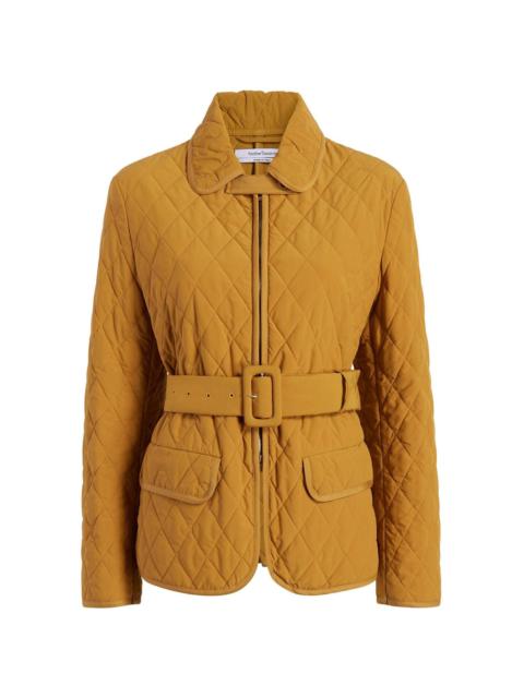 diamond-quilted belted puffer jacket