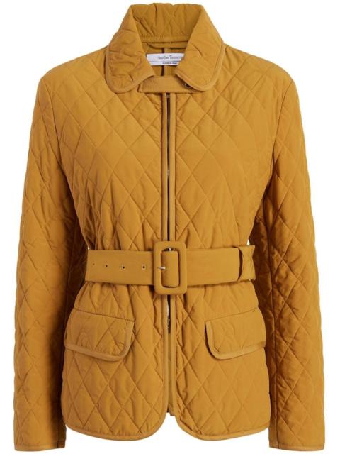 Another Tomorrow diamond-quilted belted puffer jacket