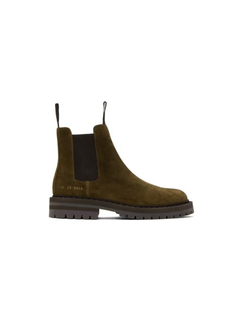 Common Projects Taupe Stamped Chelsea Boots