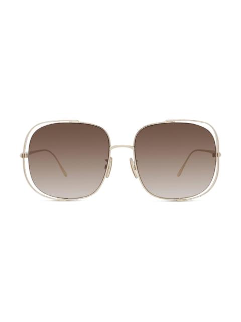 Loewe Women's Signature 57MM Rectangular Sunglasses - Gradient Brown Gold
