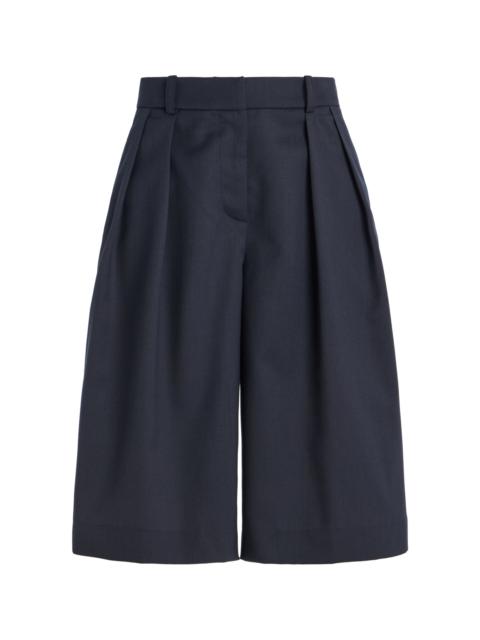 The Frankie Shop Bilbao Pleated Linen-Blend Bermuda Shorts black