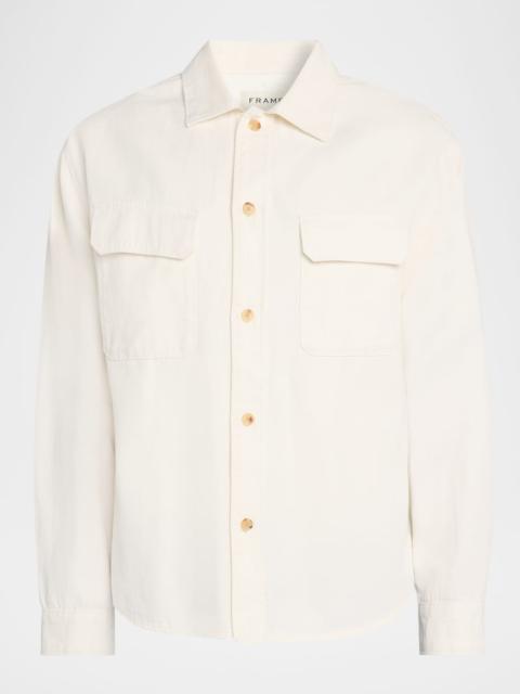 FRAME Men's Linen Double-Pocket Button-Down Shirt