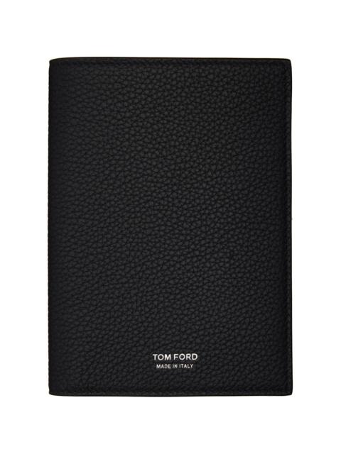 TOM FORD Black Soft Grain Leather T Line Passport Holder