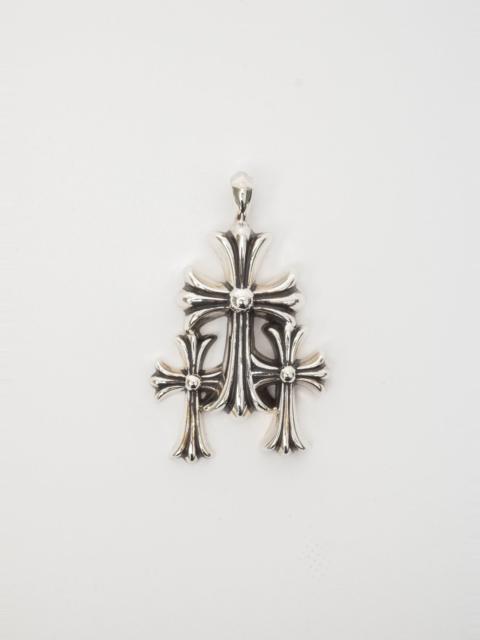 Chrome Hearts Silver CH Triple Baby Fat Cross Pendant