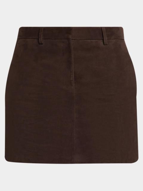 Theory Low-Rise Suede Mini Trouser Skirt