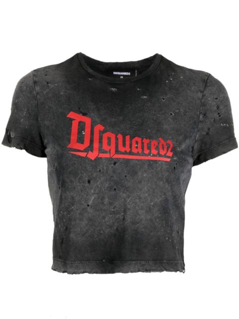 DSQUARED2 logo-print faded cotton T-shirt