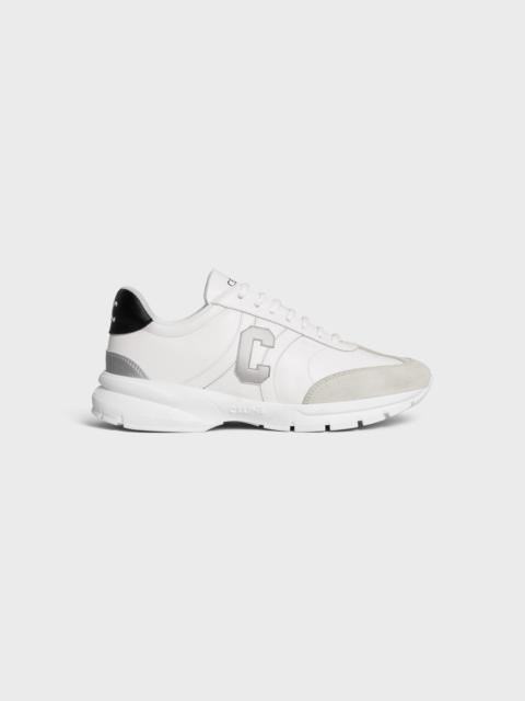 CELINE CELINE RUNNER CR-02 LOW LACE-UP SNEAKER in Calfskin, Suede Calfskin and Matte Metallic Calfskin