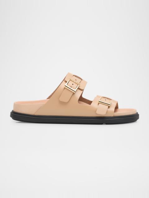 St Barths Leather Dual Buckle Slide Sandals