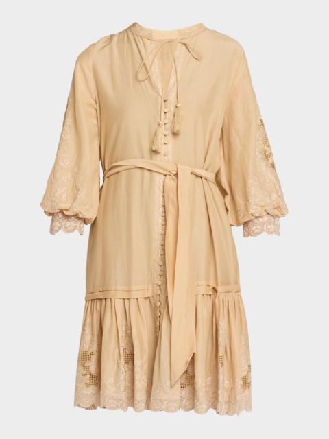 KOBI HALPERIN Erica Embroidered Flounce Dress