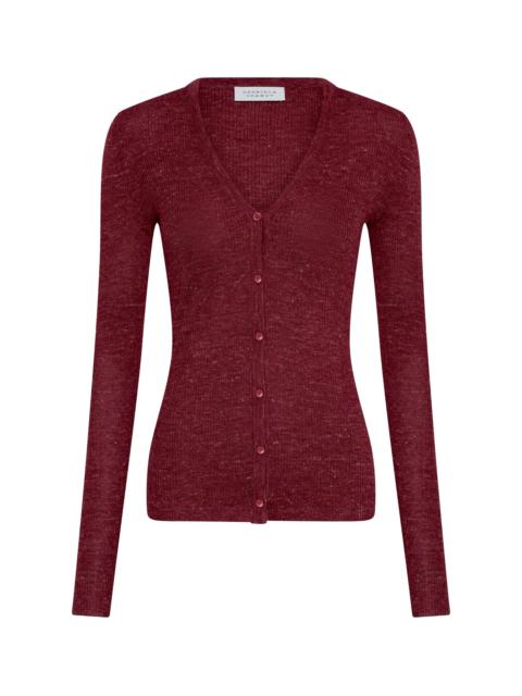 GABRIELA HEARST Aiste Knit Cardigan in Bordeaux Cashmere Silk with Hemp