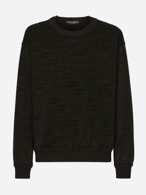 Jersey sweatshirt with flocked Dolce&Gabbana logo
