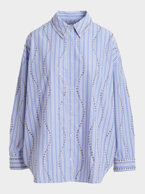 ESSENTIEL ANTWERP Studded Pinstripe Cotton Shirt