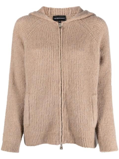 EMPORIO ARMANI hooded zip-front cardigan