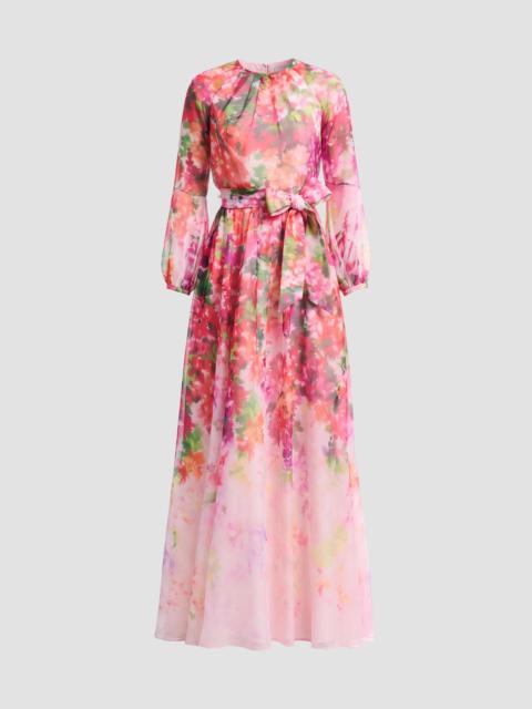 Dress The Population Women's Rainey Floral Chiffon A-Line Gown - Blush Multi