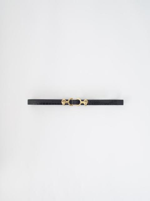 maje Embossed leather and lion horsebit belt