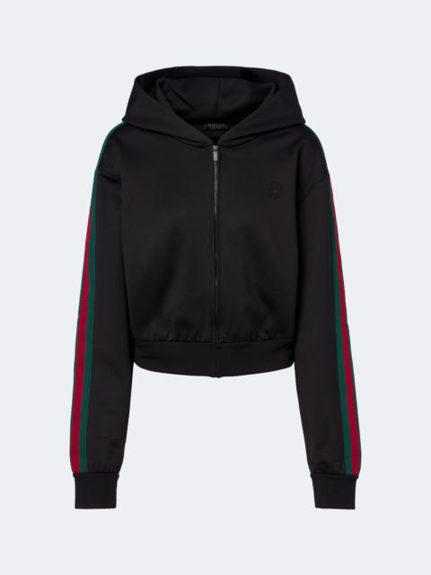 GUCCI Web Stripe jersey zip-up hoodie