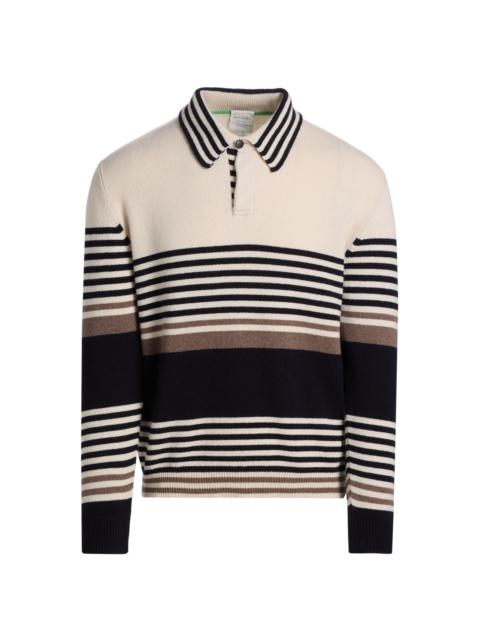 Paul Smith Men's Striped Cashmere Polo Sweater - Off White