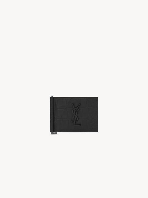 CASSANDRE BILL CLIP WALLET IN CROCODILE-EMBOSSED LEATHER