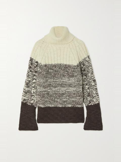 3.1 Phillip Lim Striped cable-knit wool turtleneck sweater