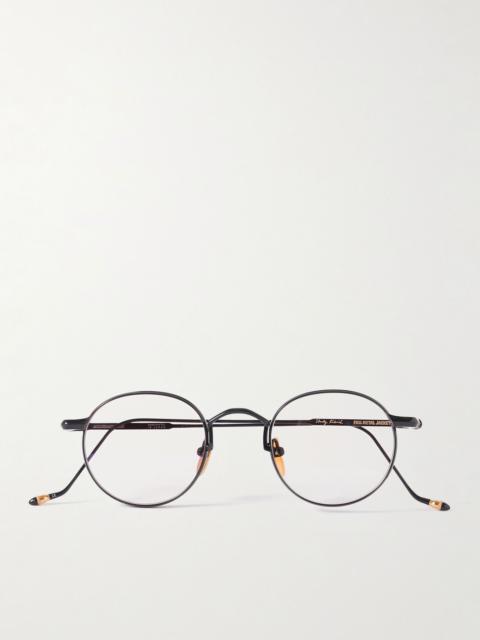 JACQUES MARIE MAGE Full Metal Jacket Round-Frame Titanium Sunglasses Black