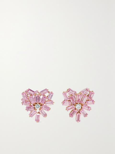 SUZANNE KALAN 18-karat rose gold, sapphire and diamond earrings Gold
