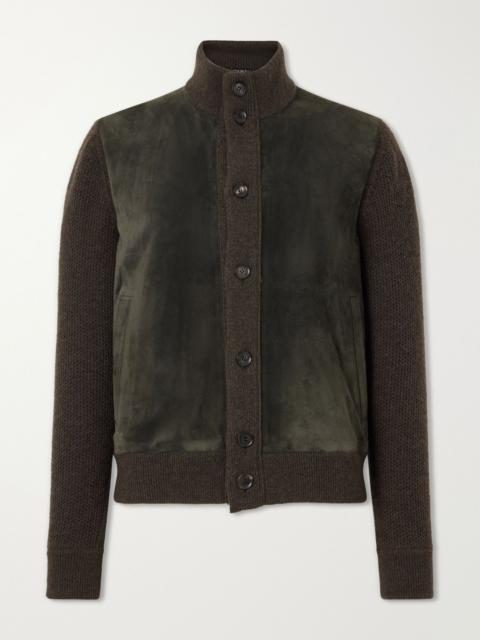 ZEGNA Oasi Cashmere and Suede Blouson Jacket Green
