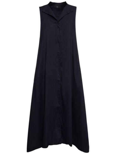 Yohji Yamamoto Sleeveless cotton twill midi dress