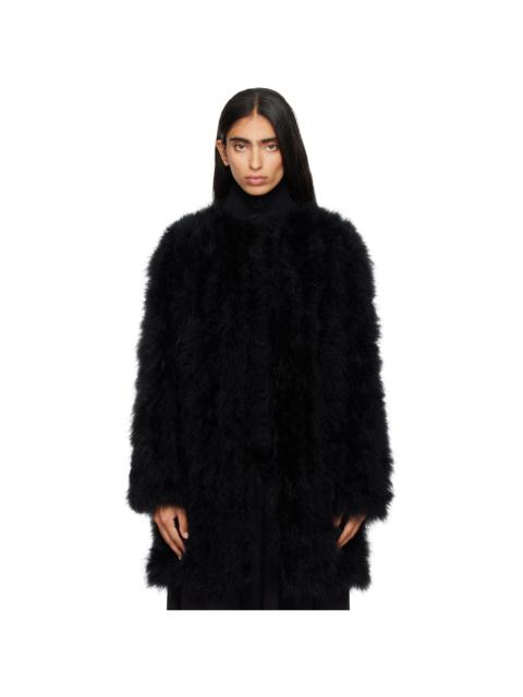 Yves Salomon Black Turkey Feather Coat