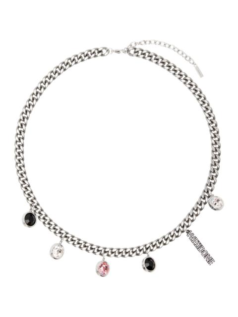 We11done Gunmetal Crystal Stone Charm Necklace