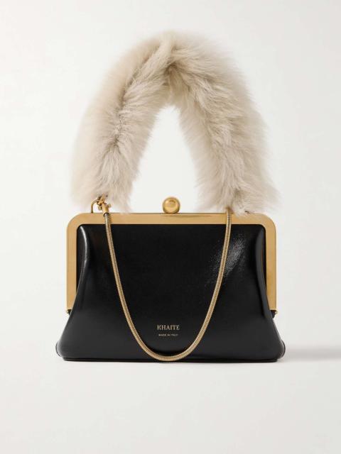 Lilith shearling-trimmed leather tote