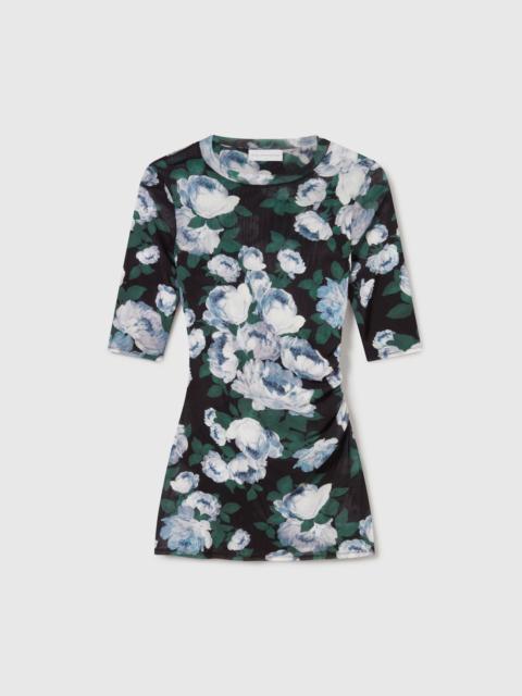 Stella McCartney Floral Three-Quarter-Sleeve Mesh Top