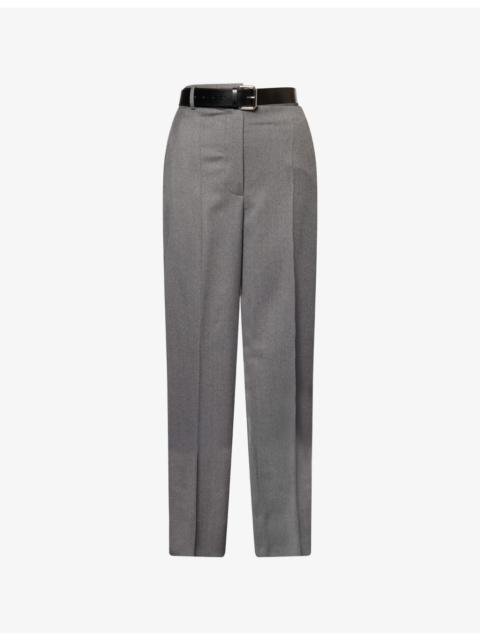 Belted Wide-Leg Wool Trousers